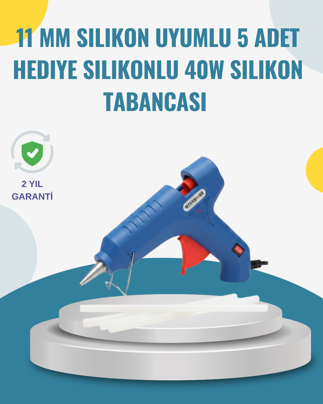 5 Silikon Hediyeli 40W Sıcak Silikon Tabancası Pratik Güçlü Kullanım - Lisinya