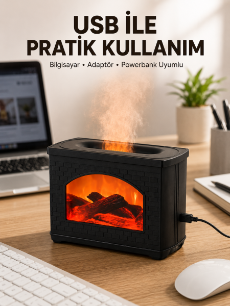 Aromaterapi Difüzör Ultrasonik Sessiz Nemlendirici USB Destekli - Lisinya