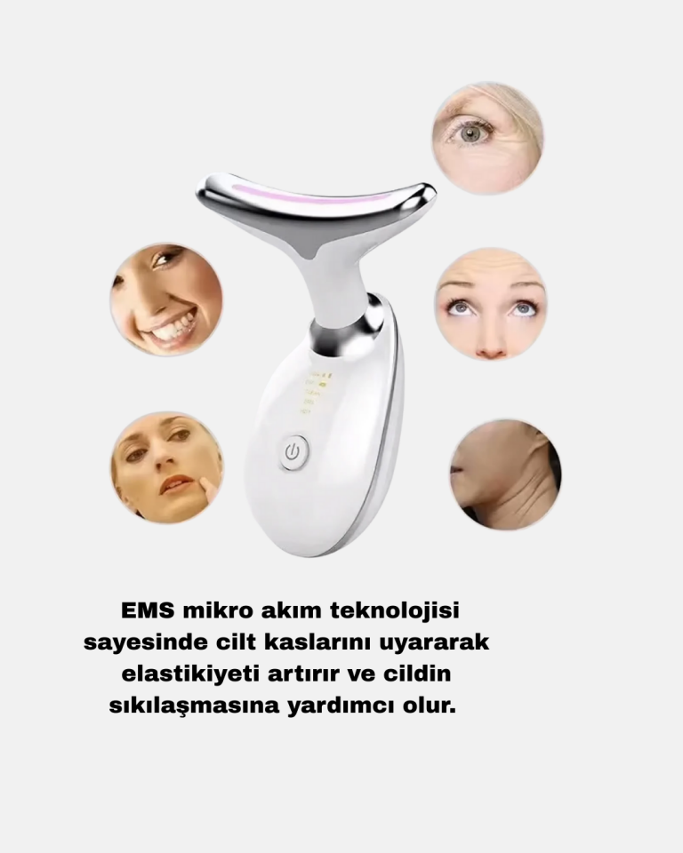 EMS Mikro Akım Yüz ve Boyun Sıkılaştırıcı Cihaz 7000 VPM Titreşim Isı Terapili - Lisinya