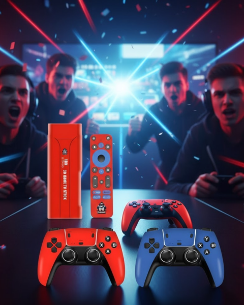 Retro Android Game Stick 64GB 10K HD Çift Kişilik Oyun Konsolu