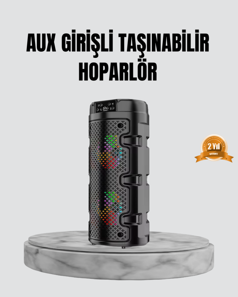 YamanHobi Çift Sürücülü Bluetooth 5.0 Hoparlör USB SD AUX Siyah
