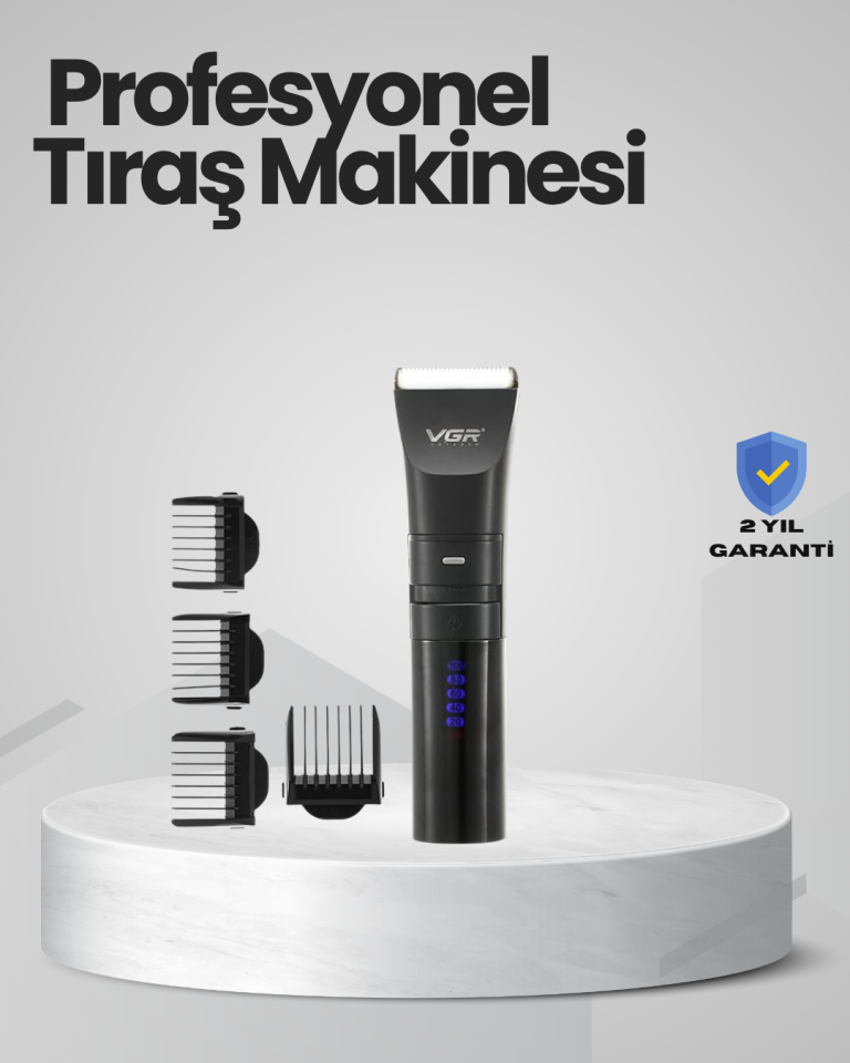 Şarjlı Tıraş Makinesi –Dijital Ekranlı, Hızlı Şarjlı, Profesyonel Kesim Seti - Lisinya