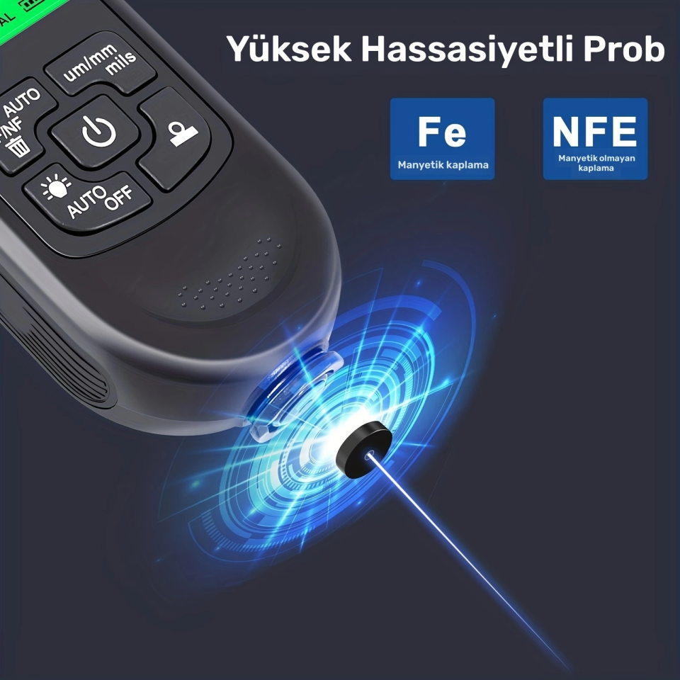 HW-300PRO Oto Boya Kalınlık Ölçer Fe NFe 2000µm + 2 Fonksiyonlu Bardak Tutucu Hediyeli ( Lisinya )