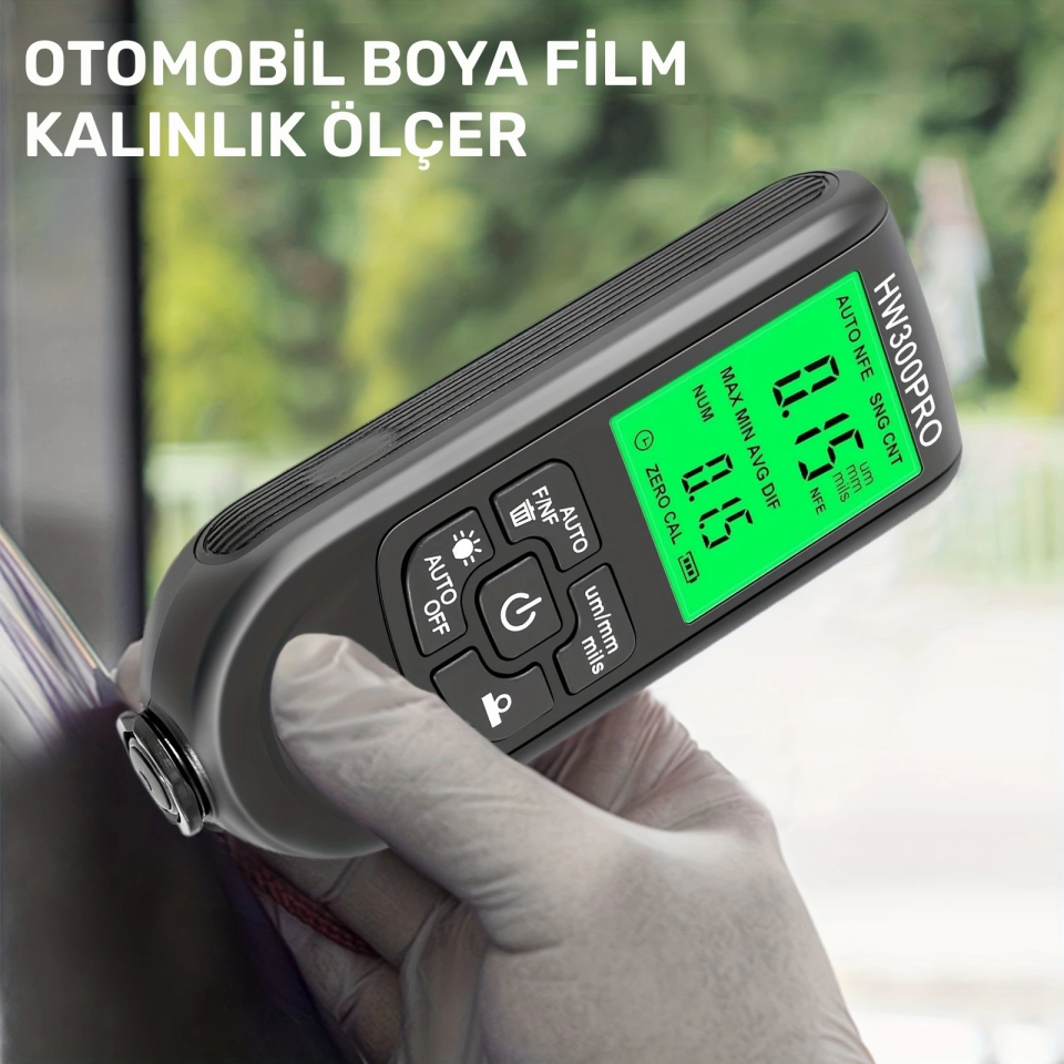 HW-300PRO Oto Boya Kalınlık Ölçer Fe NFe 2000µm + 2 Fonksiyonlu Bardak Tutucu Hediyeli ( Lisinya )