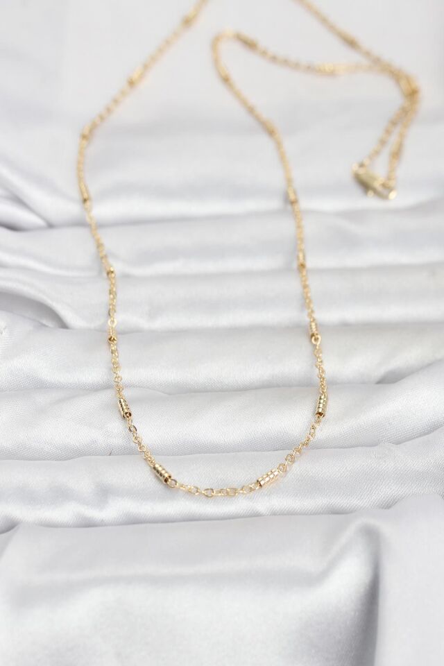 CM 14K Gold Renk Bar Zincir Model 60 cm Kadın Kolye - Lisinya