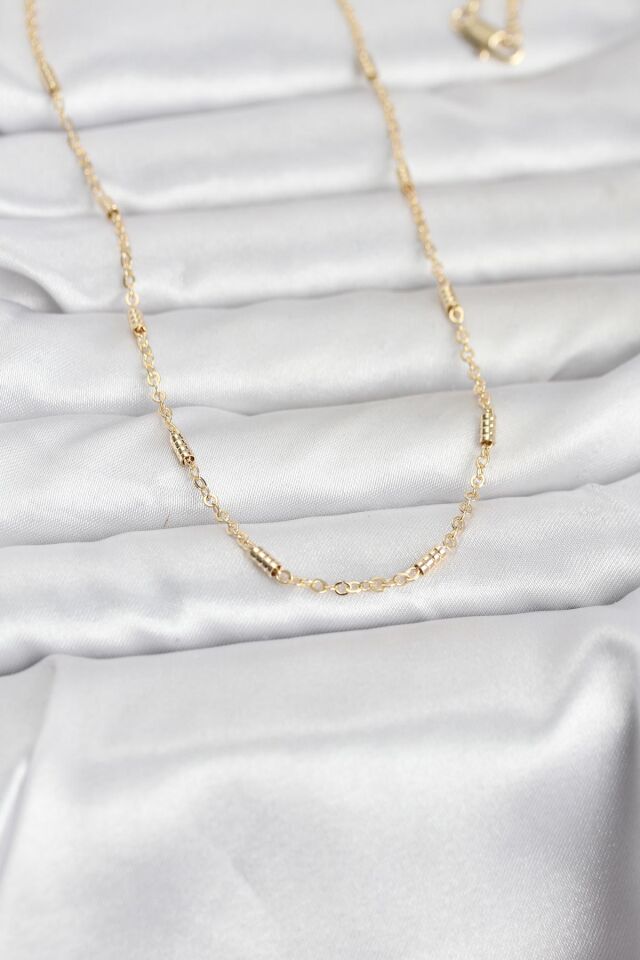 CM 14K Gold Renk Bar Zincir Model 60 cm Kadın Kolye - Lisinya