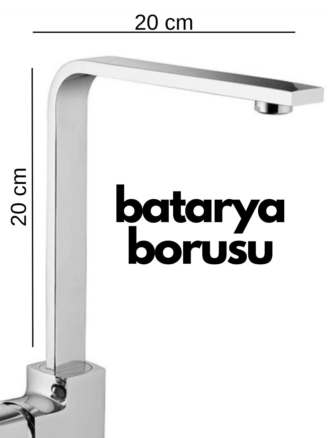 Krom Mutfak Evye Batarya İçin Köşeli Su Borusu Paslanmaz ve Eca Uyumlu 20x20 ( Lisinya )