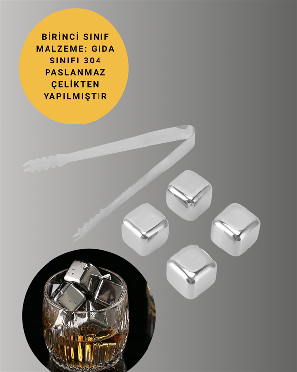 Hızlı Soğutma Özellikli Paslanmaz Metal Buz Küpü Takımı - Lisinya