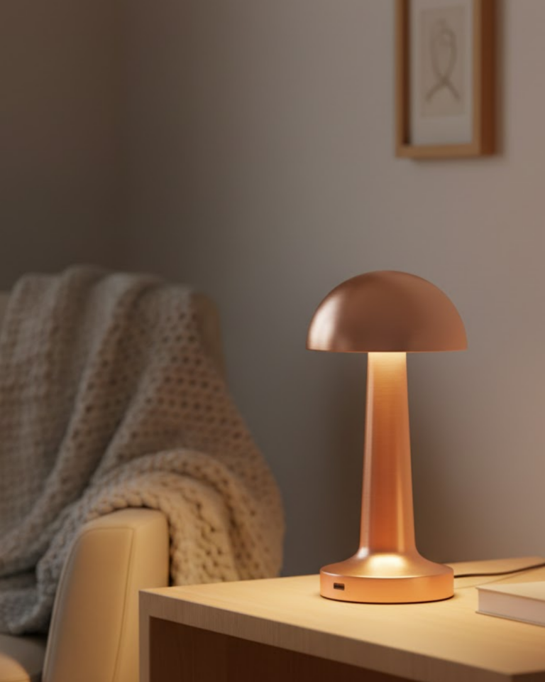YamanHobi Bronz Dokunmatik Mantar Masa Lambası 3 Renk Işıklı