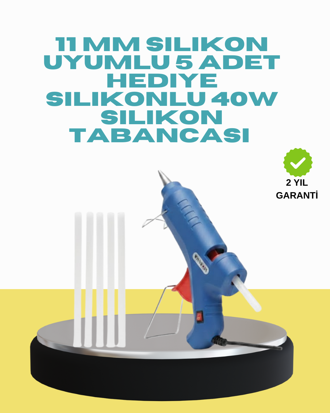 5 Silikon Hediyeli 40W Silikon Tabancası Ev ve Hobi Kullanımı - Lisinya