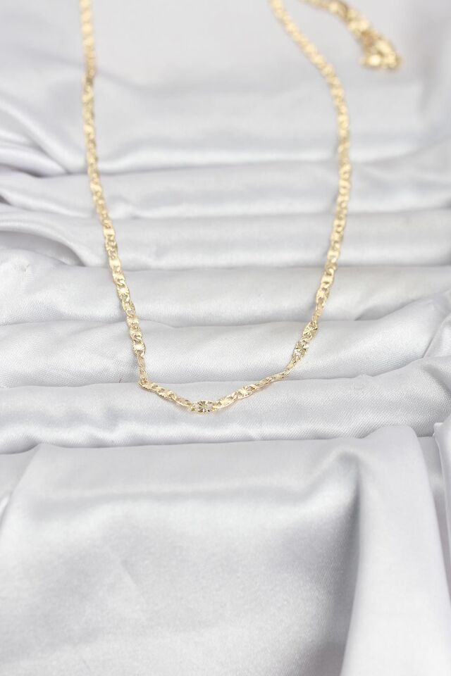 CM 14K Gold Renk Lazer Zincirli Model 60 cm Kadın Kolye - Lisinya