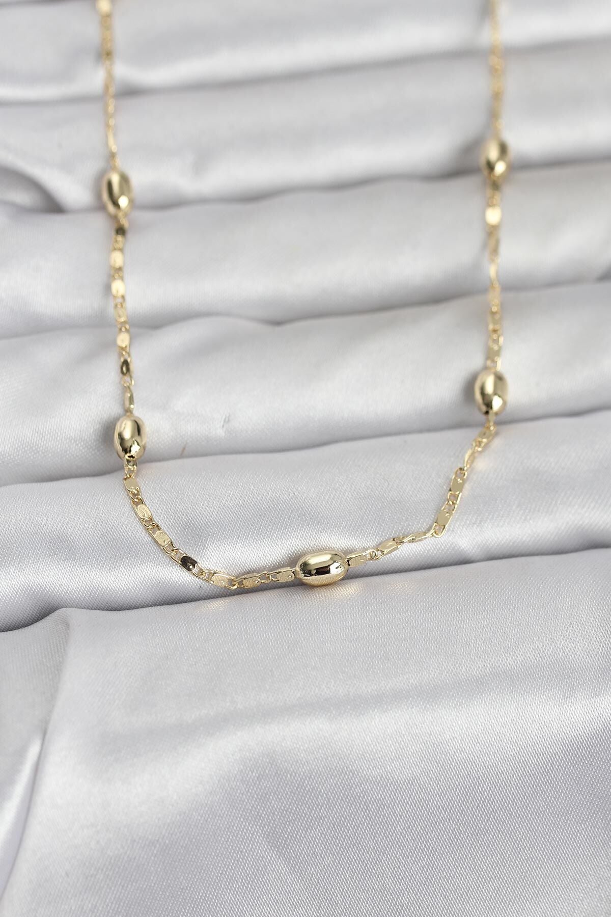 CM 14K Gold Renk Damla Topçuklu Zincir Model 60 cm Kadın Kolye - Lisinya