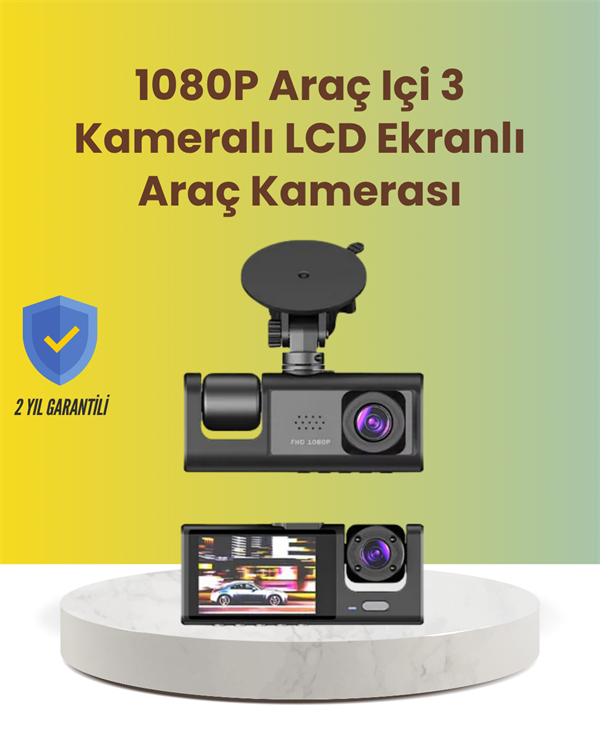 TA-01 2.0 İnç Ekranlı 3 Kanallı Araç Kamerası - Lisinya