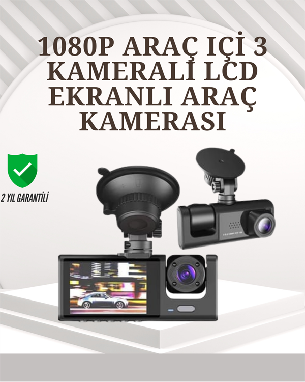 TA-01 1080P Ön 720P Arka ve İç Kamera Sistemli DVR - Lisinya