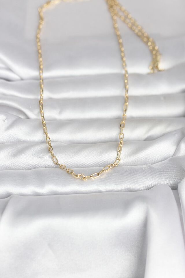 CM 14K Gold Renk Ataç Zincir Model 60 cm Kadın Kolye - Lisinya