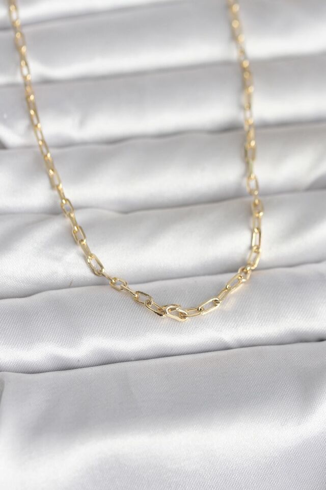 CM 14K Gold Renk Ataç Zincir Model 60 cm Kadın Kolye - Lisinya
