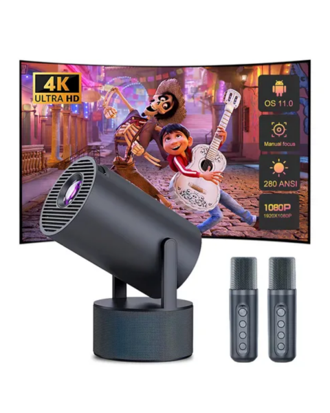 3ü 1 Arada Karaoke ve Projeksiyon Sistemi Çift Mikrofon Destekli