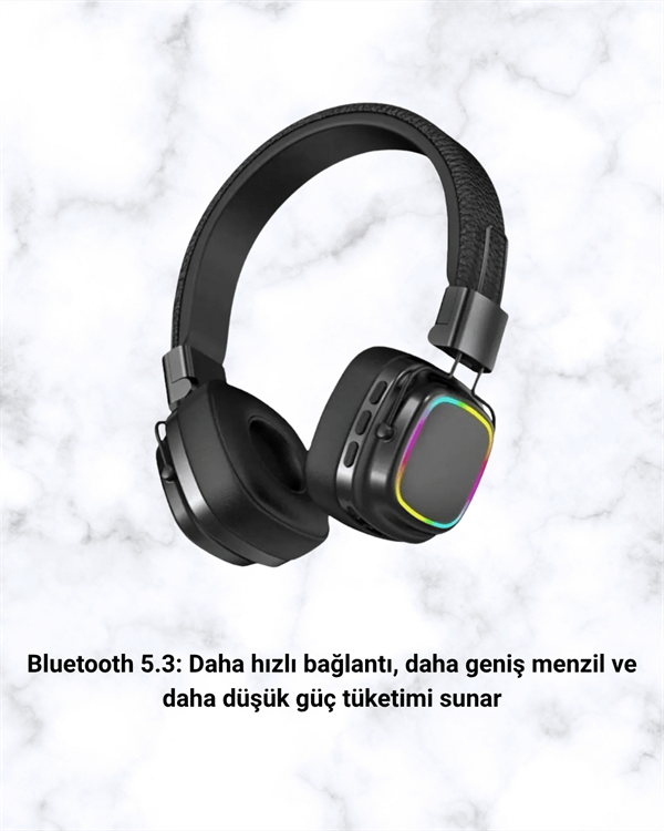 RGB Işıklı Katlanabilir Bluetooth 5.3 Kulak Üstü Kulaklık - Lisinya