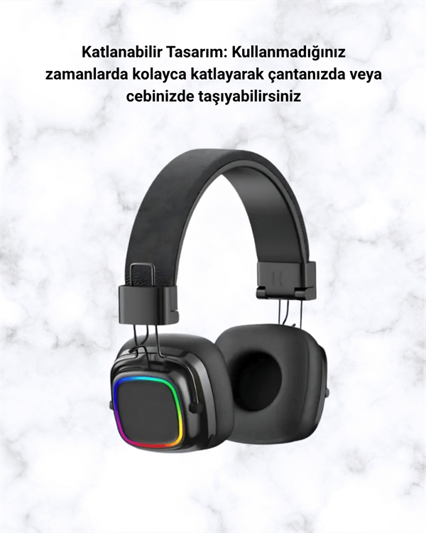 RGB Işıklı Katlanabilir Bluetooth 5.3 Kulak Üstü Kulaklık - Lisinya