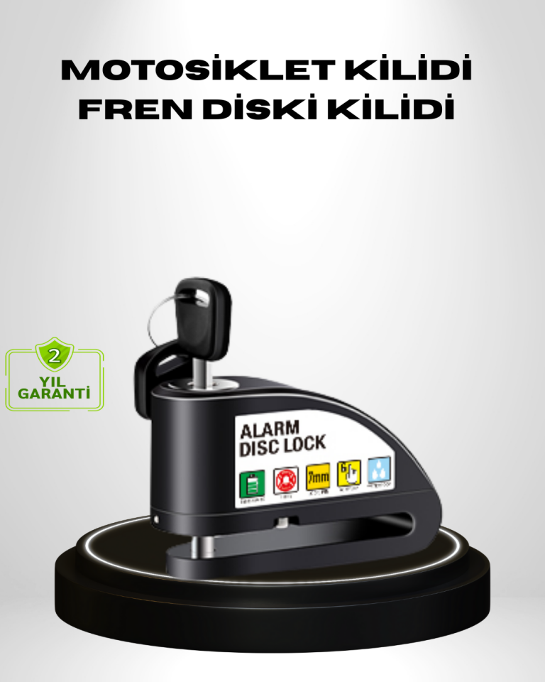 Titreşim Sensörlü Alarmlı Motosiklet Disk Kilidi 14mm Çelik Çift Kilitleme