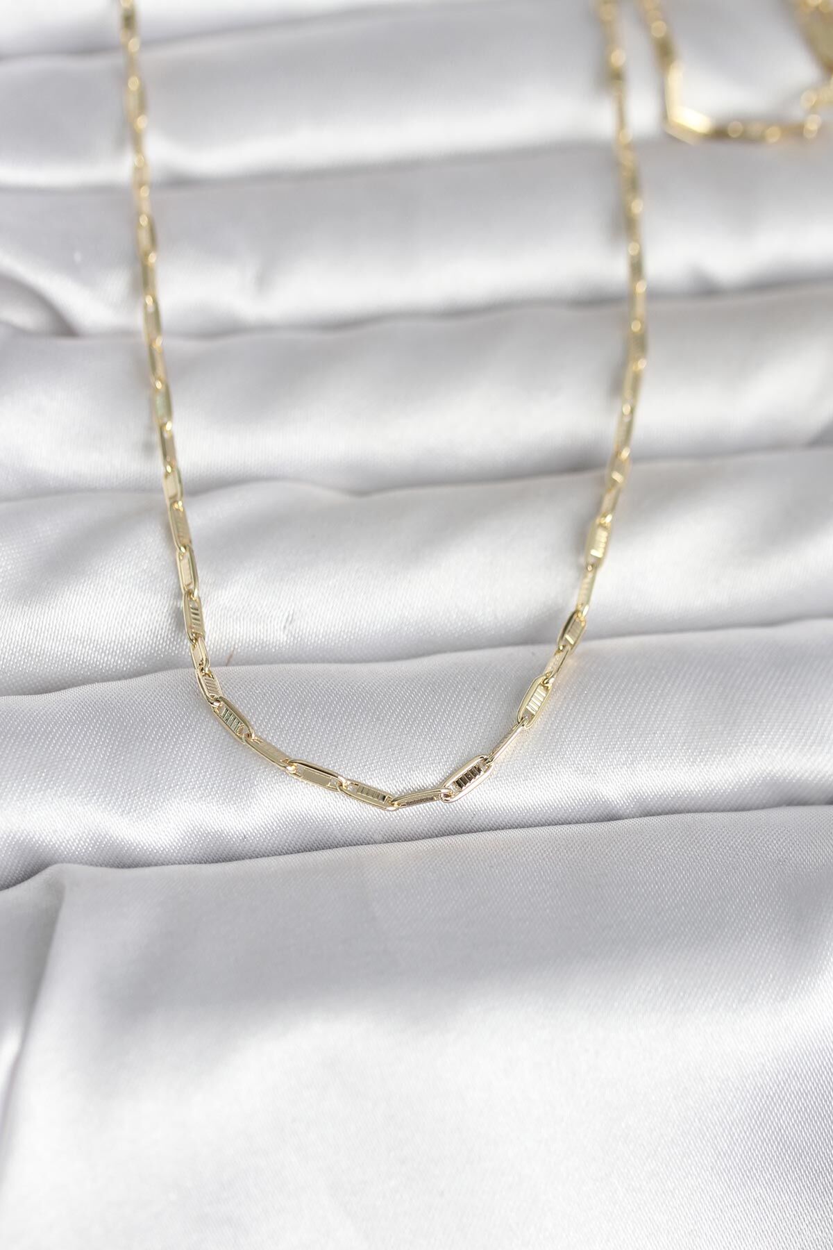 CM 14K Gold Renk İnce Ataç Zincir Model 60 cm Kadın Kolye - Lisinya