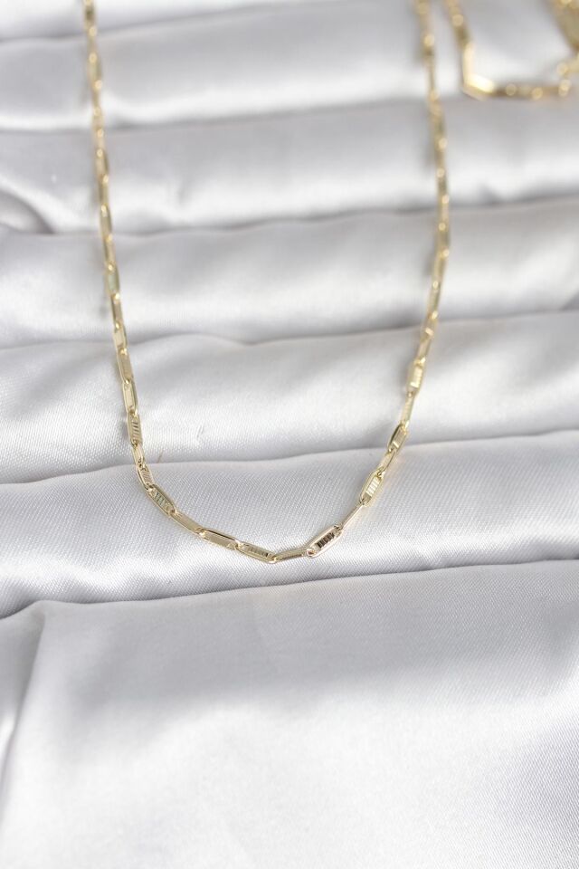 CM 14K Gold Renk İnce Ataç Zincir Model 60 cm Kadın Kolye - Lisinya