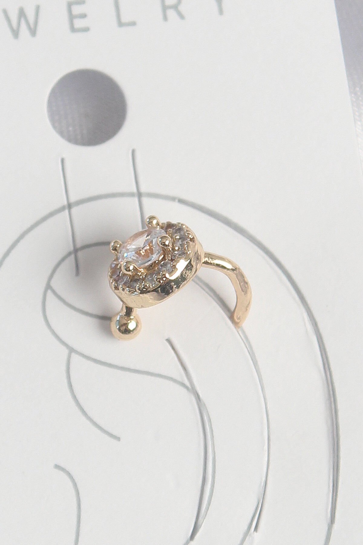 Pirinç Gold Renk Zirkon Taşlı Kadın Kıkırdak Küpe - Lisinya