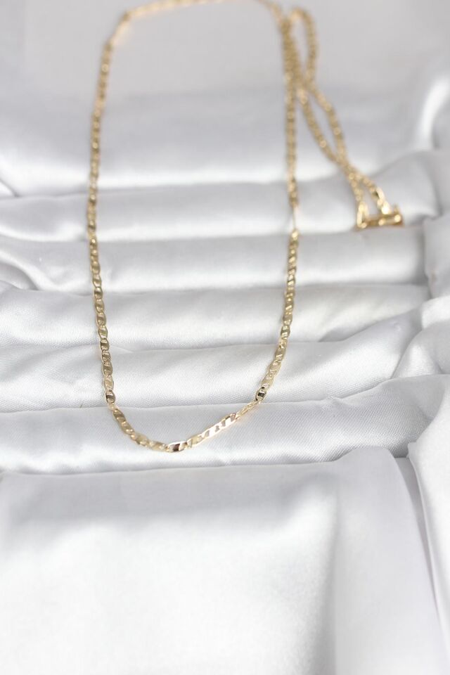 CM 14K Gold Renk Yassı Zincir Model 60 cm Kadın Kolye - Lisinya