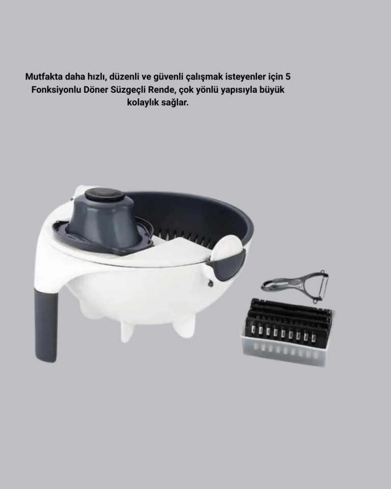 Çok Fonksiyonlu Döner Rende Süzgeç Hazneli Ergonomik Sebze Doğrayıcı - Lisinya