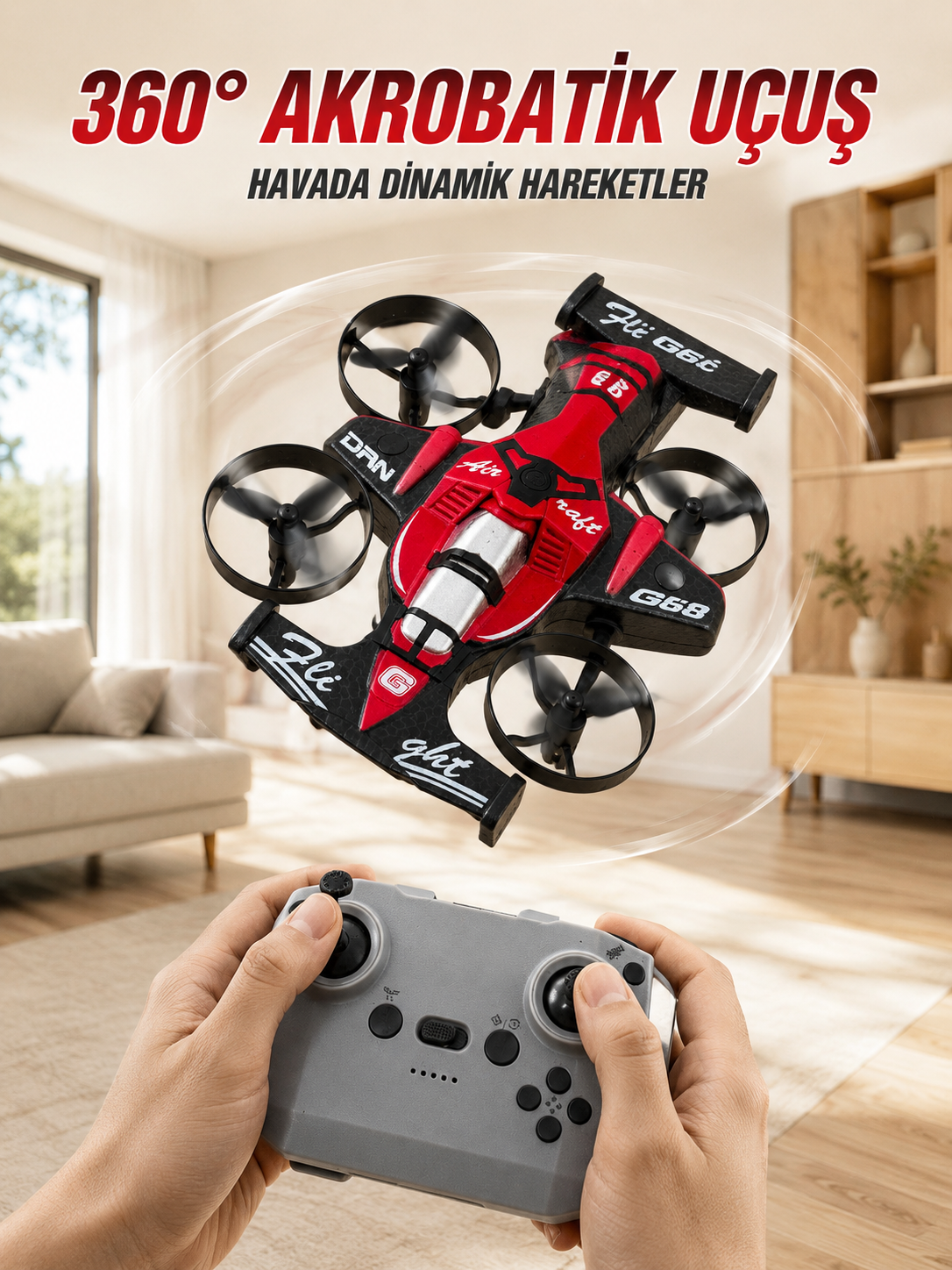 Akrobatik Drone Uzaktan Kumandalı 3 Kademeli Hız 360° Dairesel Uçuş Özellikli - Lisinya