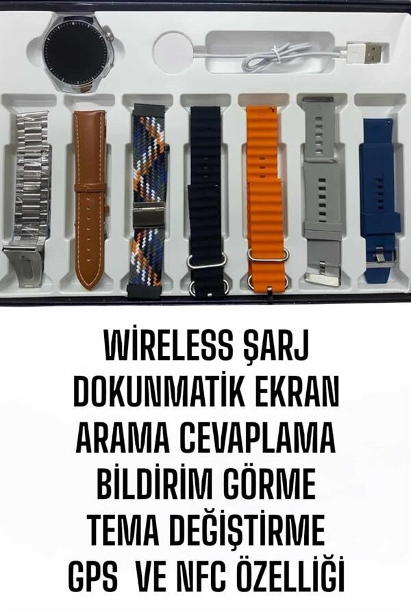 Akıllı Saat 7 Kordonlu Yeni Nesil Arama Cevaplayan Çok Fonksiyonlu - YamanHobi
