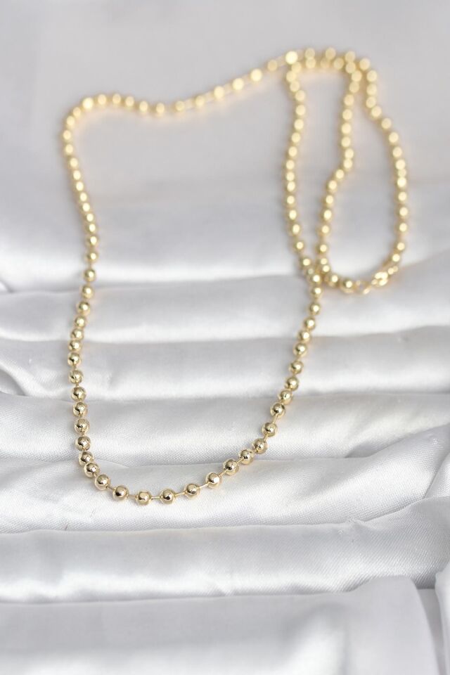 CM 14K Gold Renk Top Zincirli Model 60 cm Kadın Kolye - Lisinya