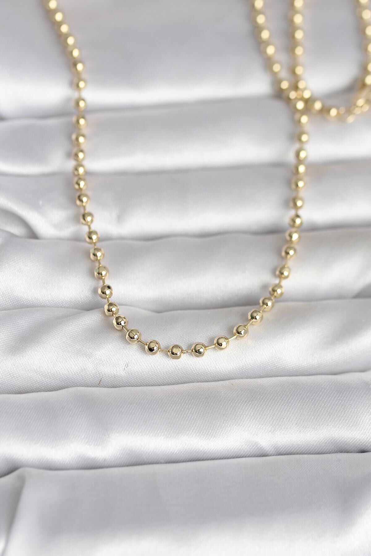 CM 14K Gold Renk Top Zincirli Model 60 cm Kadın Kolye - Lisinya