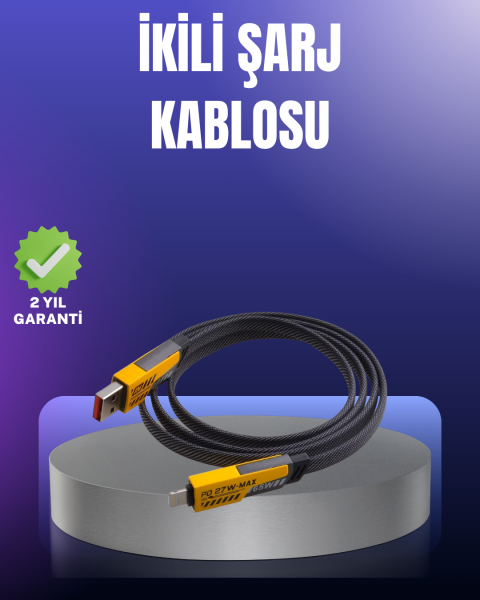 Evrensel Uyumluluklu Dayanıklı Metal Başlıklı Hızlı Şarj Kablosu - Lisinya