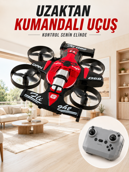 4 Pervaneli RC Drone Uzaktan Kumandalı 360 Derece Dönüşlü Akrobatik Uçan Oyuncak - Lisinya