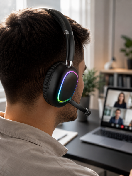Kablosuz Bluetooth 5.0 Kulaklık RGB Işıklı Tasarım - Lisinya