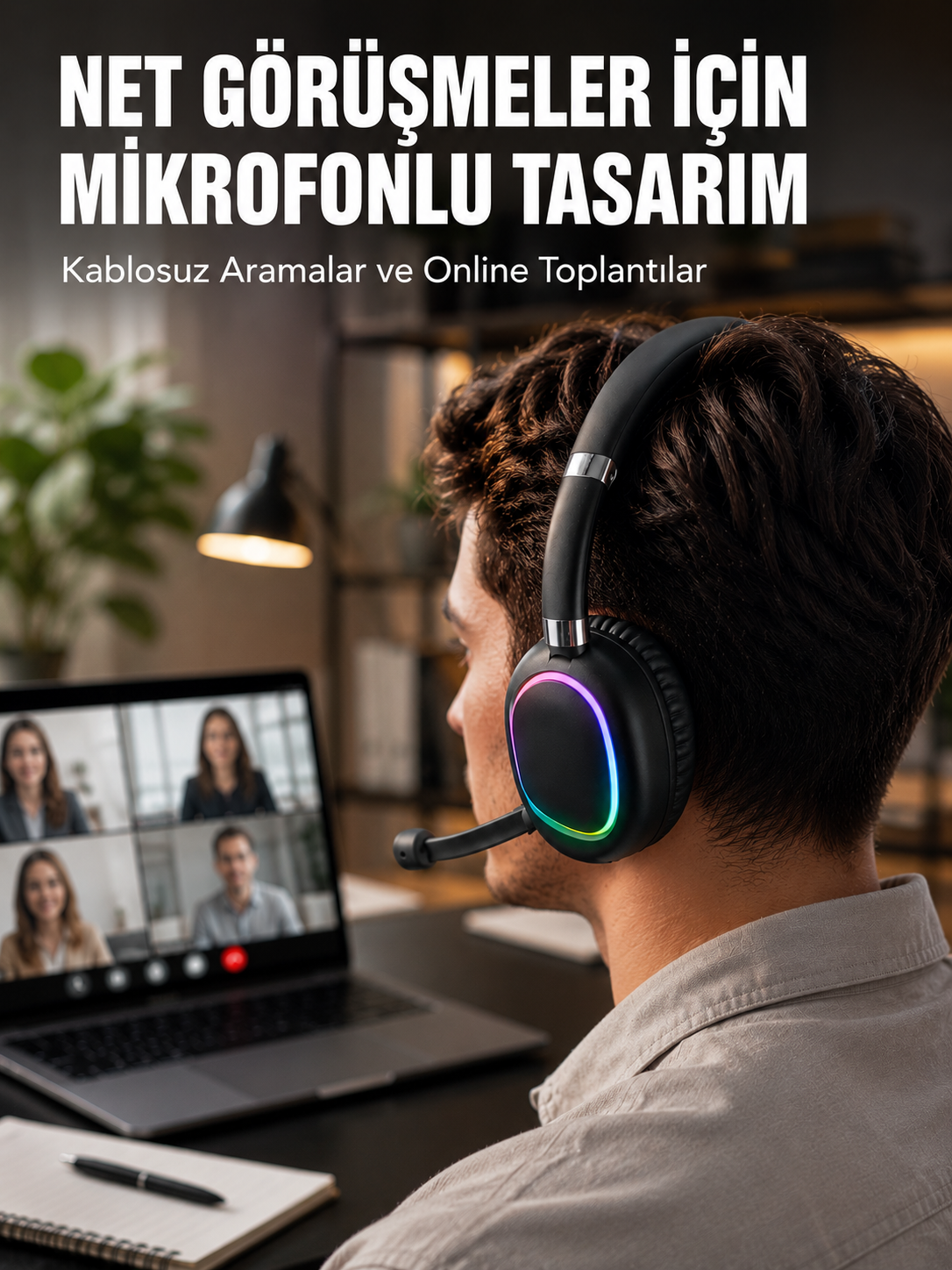 Kablosuz Bluetooth 5.0 Kulaklık RGB Işıklı Tasarım - Lisinya