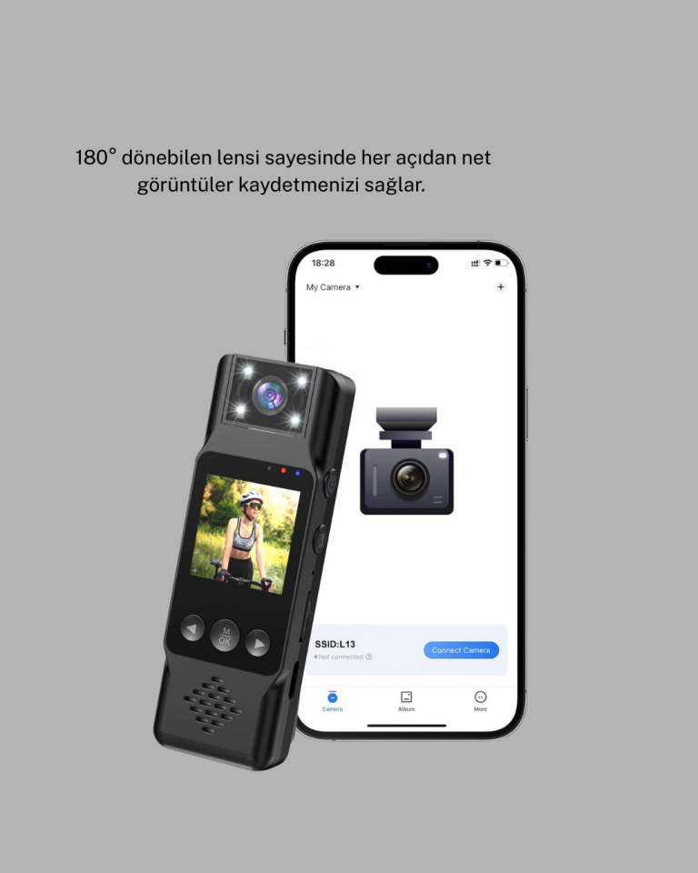 Mini Güvenlik Kamerası 1080P 3MP Fotoğraf 180° Ayarlanabilir Lens USB Şarjlı - Lisinya