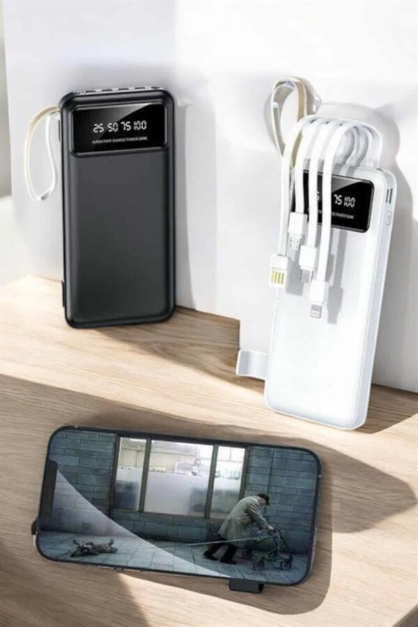 20.000 Mah Led Işıklı LCD Ekran USB Girişli Type-C Lightning Powerbank - Lisinya