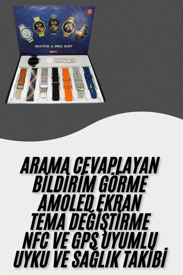 Akıllı Saat Çoklu Kordon Seçenekli Dokunmatik Ekran Nabız Sensörlü - Lisinya