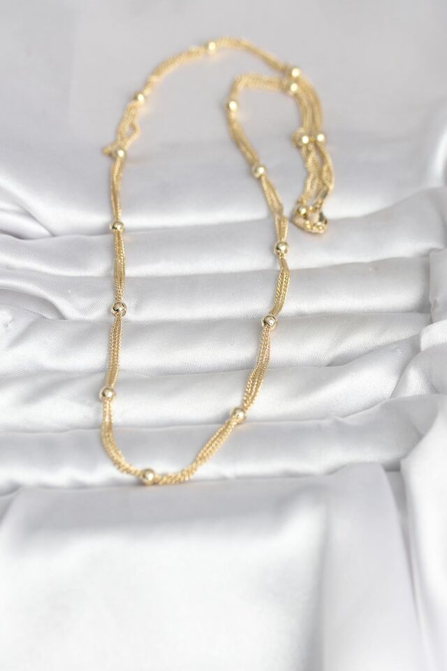 CM 14K Gold Renk Topçuk Model 60 cm Kadın Kolye - Lisinya
