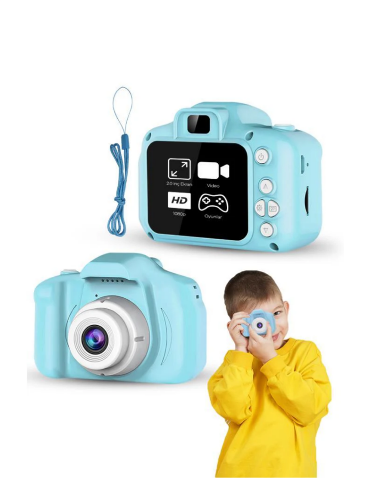 Mavi Kompakt HD Dijital Kamera Video ve Fotoğraf Kayıt Özellikli Taşınabilir Model - Lisinya