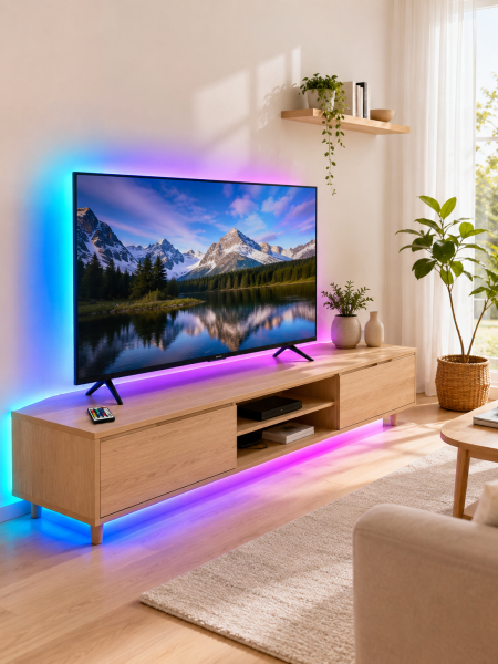 5 Metre Kumandalı RGB LED Şerit 2835 SMD Dekoratif TV Oda Masa Arkası Aydınlatma - Lisinya