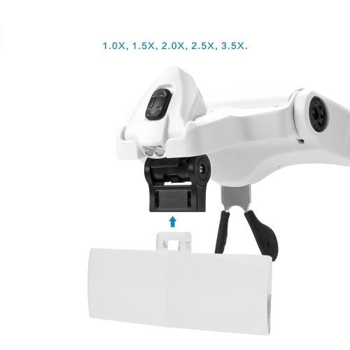 -5 Lens 1.0x-3.5x, 2led Işıklı  Ile Ayarlanabilir Gözlük Büyüteç9892B2 ( Lisinya )