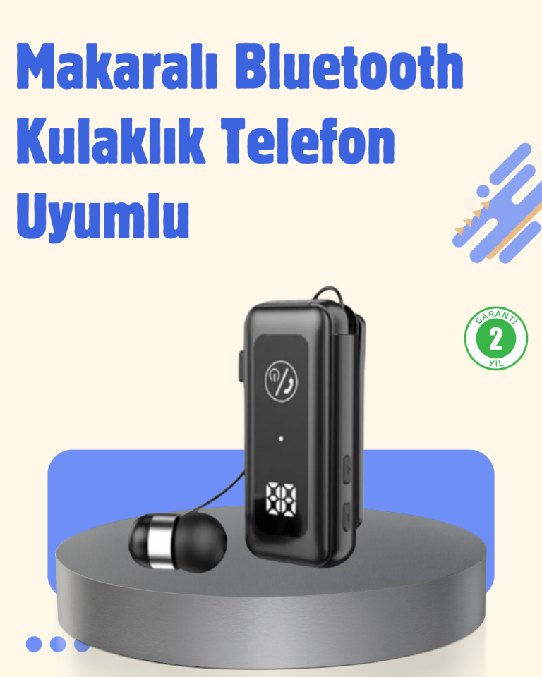 Bluetooth 5.2 Kablolu Makaralı Kulaklık | Dijital Ekran ve Titreşimli Bildirim - Lisinya