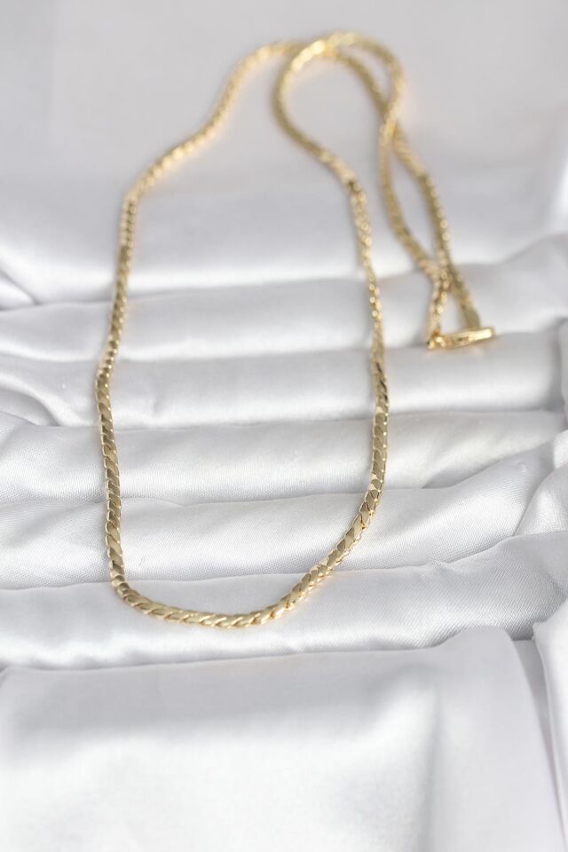 CM 14K Gold Renk Yassı Model 60 cm Kadın Kolye - Lisinya