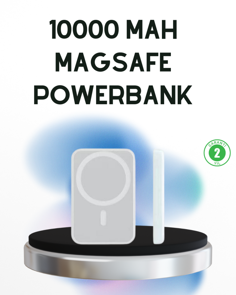 YamanHobi 10000 mAh MagSafe Uyumlu Kablosuz Powerbank Metal Gövdeli Beyaz