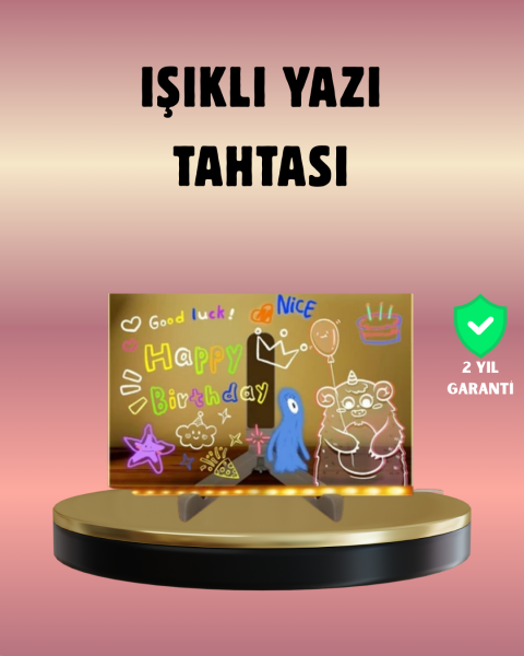 USB Bağlantılı LED Akrilik Çizim ve Not Tahtası - Lisinya