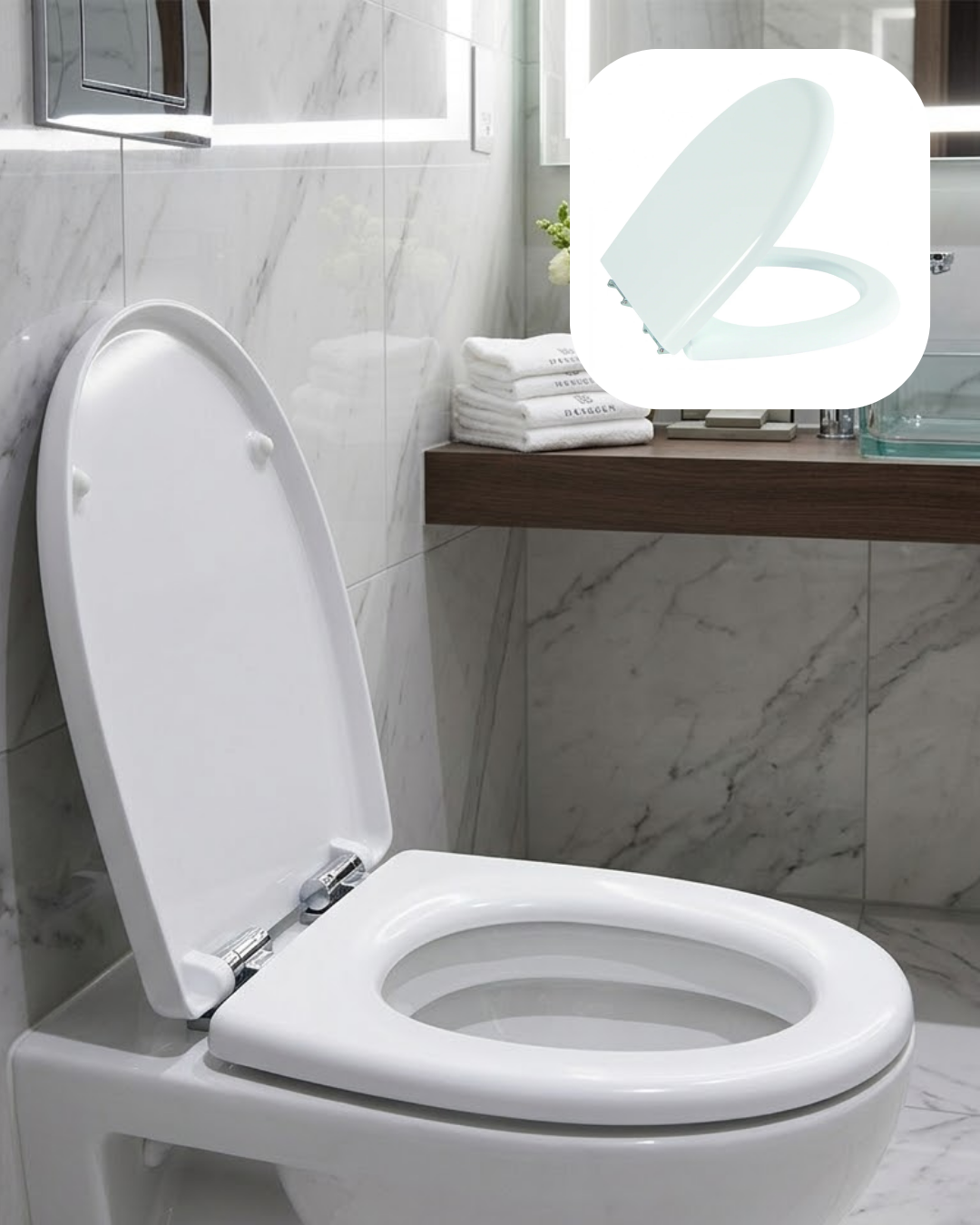 Universal Klozet Kapak Seti Kaydırmaz Alt Yüzey Kolay Temizlik Banyo Aksesuarı - Lisinya