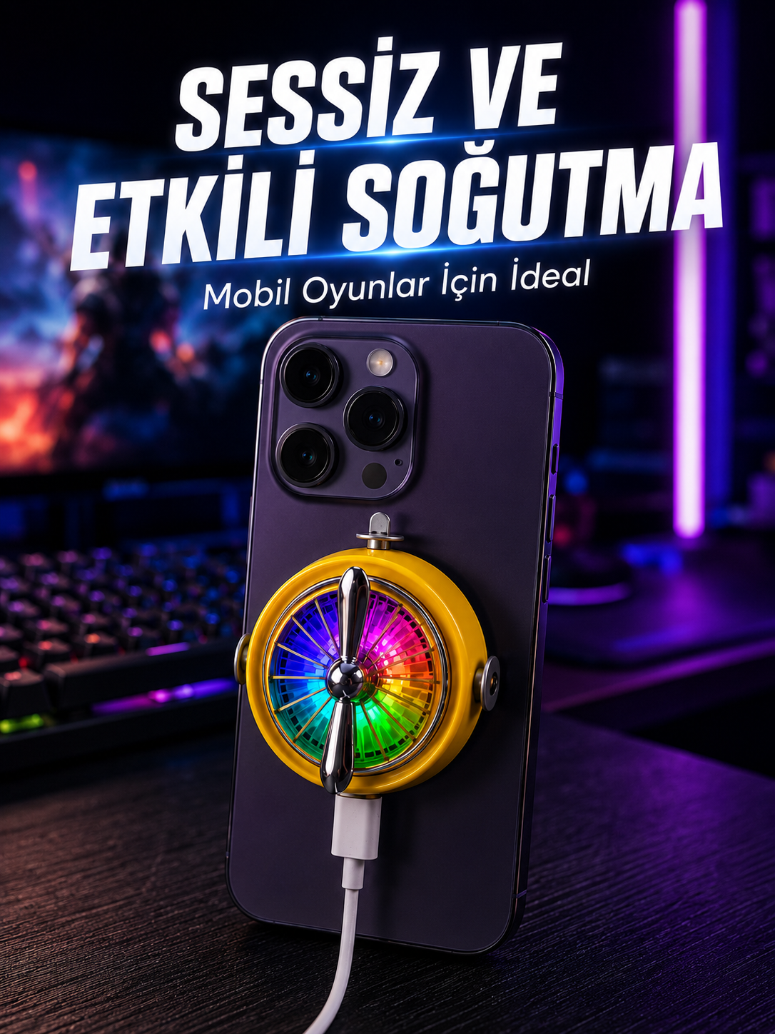 Manyetik Telefon Soğutucu RGB Fanlı Mobil Oyun Soğutucusu - Lisinya